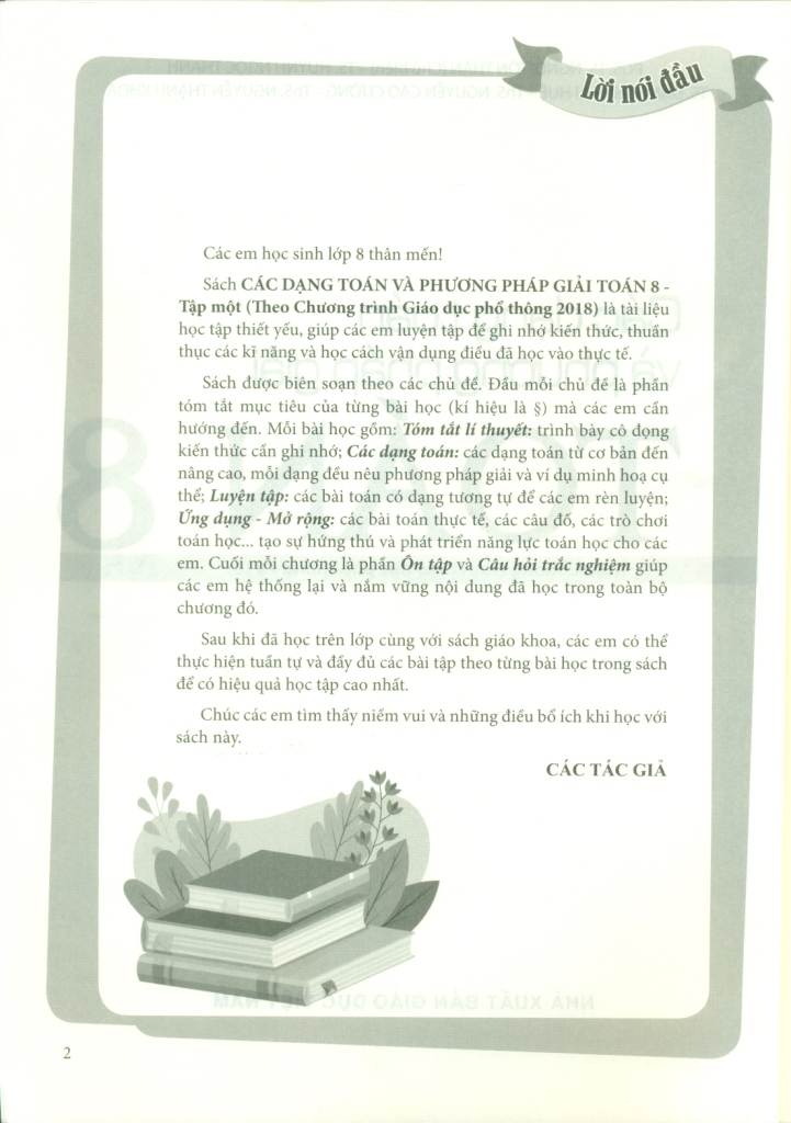 CÁC DẠNG TOÁN VÀ PHƯƠNG PHÁP GIẢI TOÁN LỚP 8 - TẬP 1 (Theo chương trình GDPT 2018)
